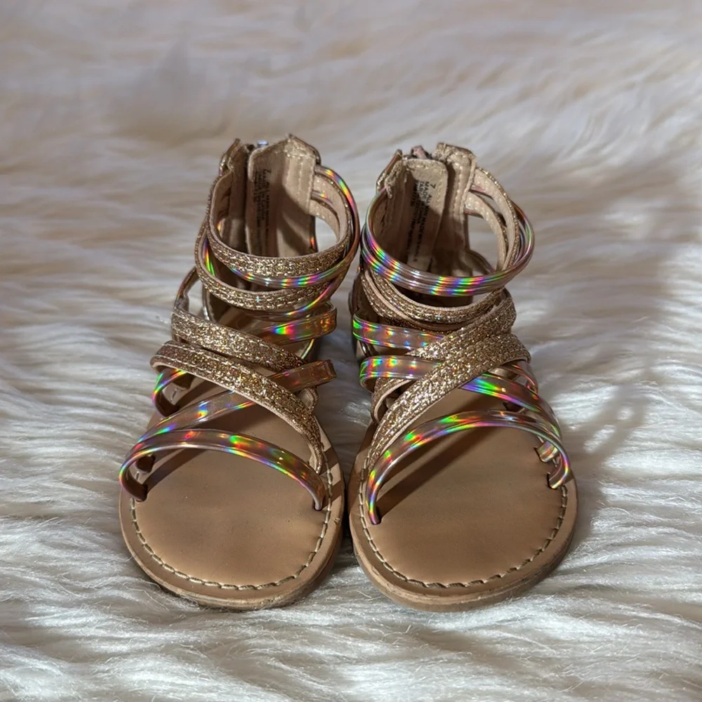 Cat & Jack toddler sandals size 7 color gold/tan